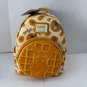NWT Loungefly Shrek Donkey Waffle Mini Backpack.